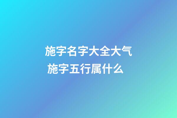 施字名字大全大气 施字五行属什么